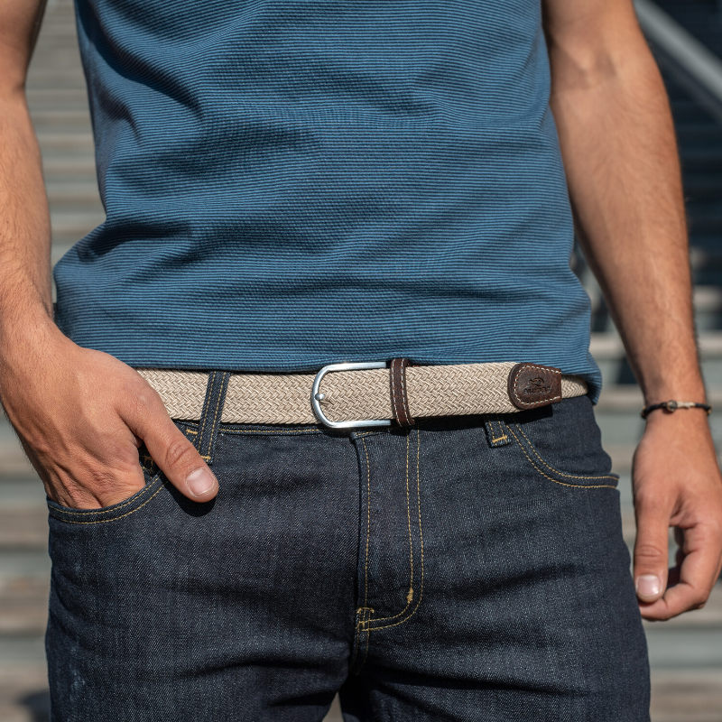 BILLYBELT - Sandy Beige elastic woven belt